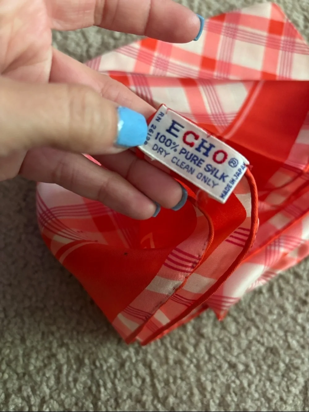 Echo Red and Pink Plaid Silk Square Scarf